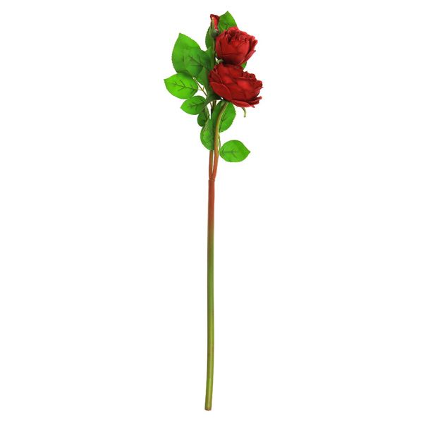 Цветок "Роза" цвет - бордовый, 65см, 2 цветка, 1 бутон