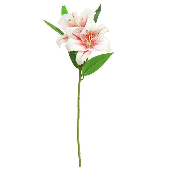 Цветок "Гортензия" 58см, 2 цветка - д17х9см, 1 бутон, бело-розовый