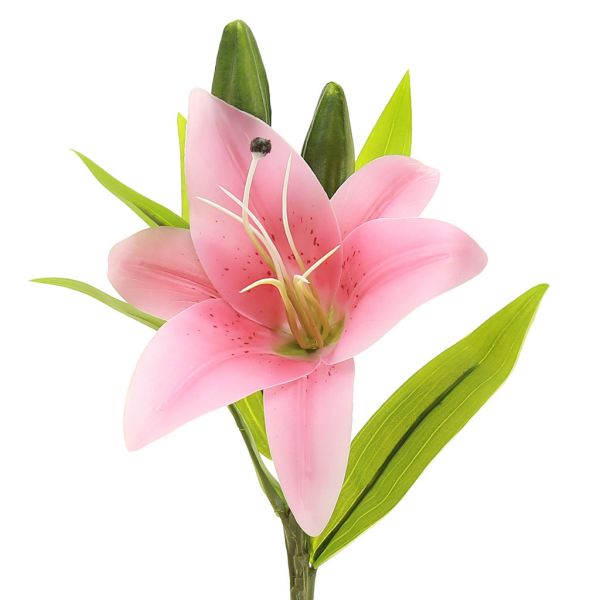 Цветок "Лилия" 35см, 1 цветок - д14х6см, 3 бутона, розовый