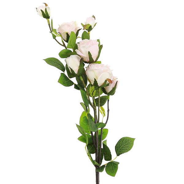 Декоративная ветка "Роза" 73см, 5 цветков, 2 бутона, розов.