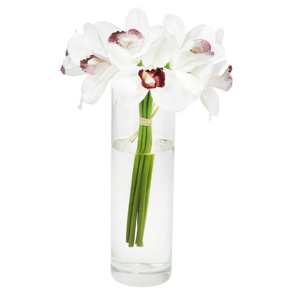 Цветок "Орхидея" 28см, наб. 6шт, белый