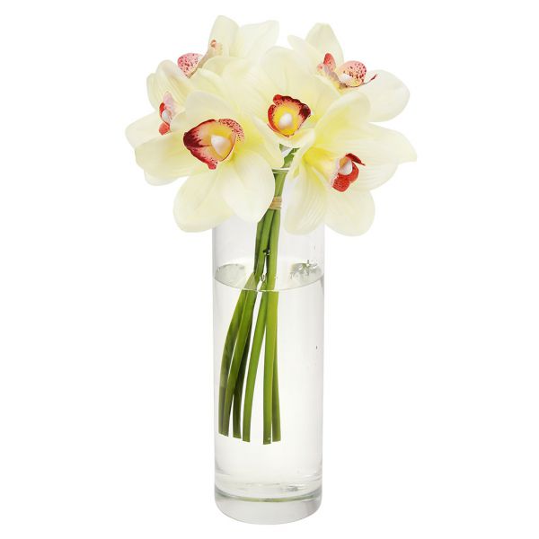 Цветок "Орхидея" 28см, наб. 6 шт, ванильный