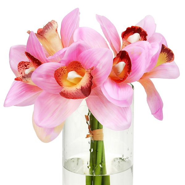 Цветок "Орхидея" 28см, наб. 6шт, светло-розовый