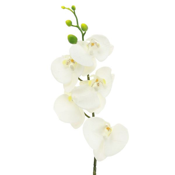Цветок "Орхидея" 86см, 5 цветков, 5 бутонов, белый
