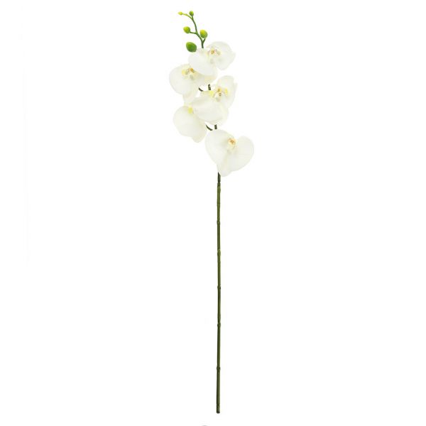 Цветок "Орхидея" 86см, 5 цветков, 5 бутонов, белый