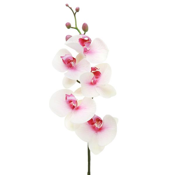 Цветок "Орхидея" 86см, 5 цветков, 5 бутонов, бело-розовый
