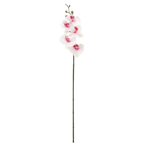 Цветок "Орхидея" 86см, 5 цветков, 5 бутонов, бело-розовый