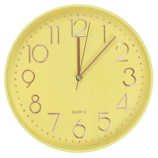 Часы настенные "Грация" д30х4,3см, мягкий ход, циферблат желт, пласт. желт.