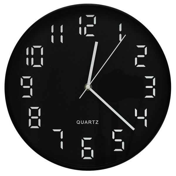 Часы настенные "Некст" д30х4,5см, мягкий ход, циферблат черн, пласт. черн.