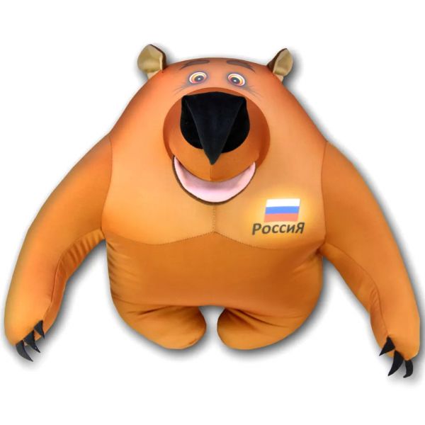 Антистрессовая игрушка-подушка "Медведь патриот" 26х26см, трикотаж (Россия)