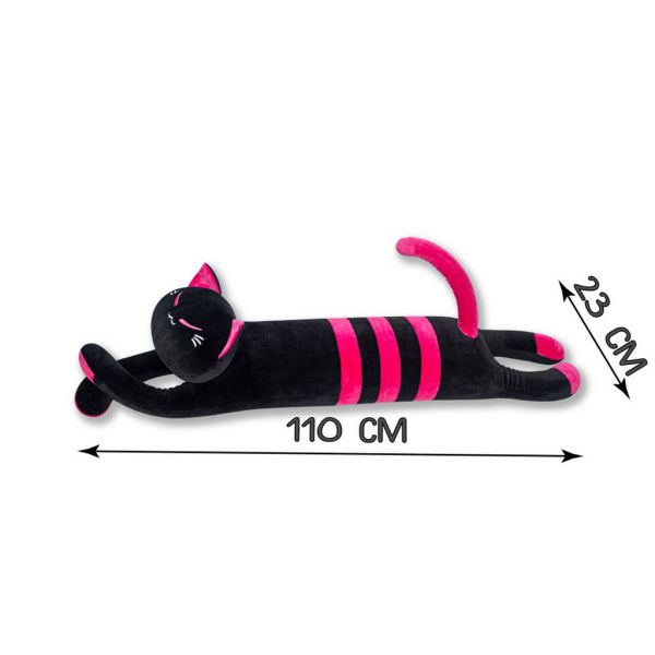 Антистрессовая игрушка "Черный Кот" 23х23х110см, велюр, розовый Россия