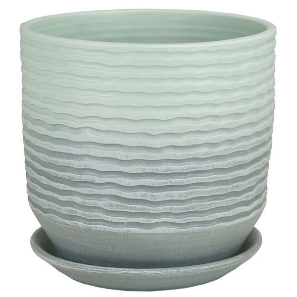 Горшок для цветов керамический "Зефир" 4л, форма цилиндр, мятно-серый