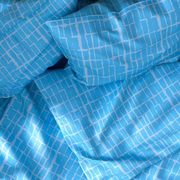 Постельное белье, комплект 1,5 спальный "Бибигон-4, голубой", 3 пр, бязь 121г/м2