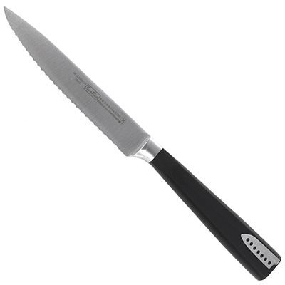 Нож кухонный "SanRen" нерж.ст. 120мм цельнометалл, с зубчиками, пл. руч.