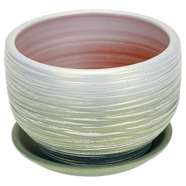 Горшок для цветов керамический "Оникс", форма цилиндр, 1,1л, жемч-оливк.