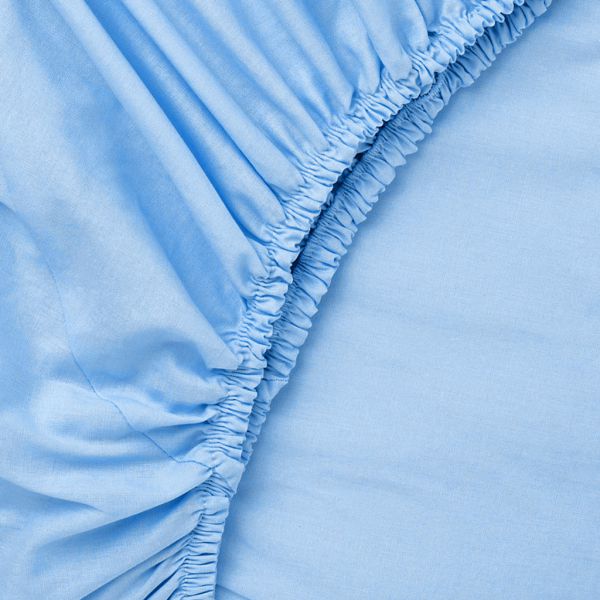 Простыня на резинке "Лагуна, голубой" 1,5 сп. 90х200х27см, бязь гладкокрашенная 121г/м2