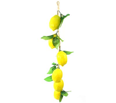 Декоративный лимон 6 штук (5,5х8см), на косичке 54см
