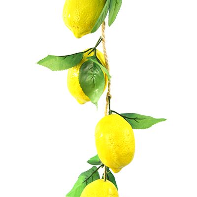 Декоративный лимон 6 штук (5,5х8см), на косичке 54см