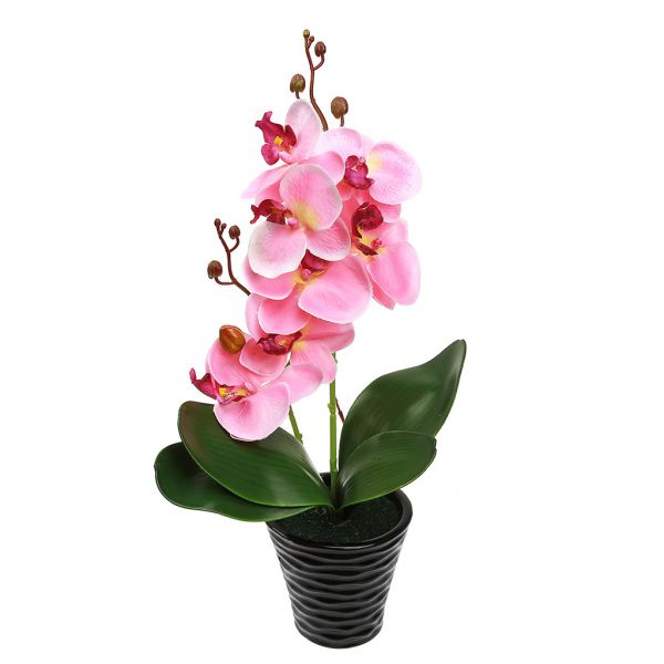 Цветочная композиция "Орхидея" 43см в керам. кашпо, розовый