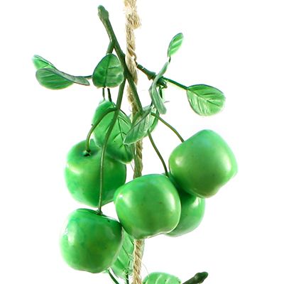 Декоративное яблоко зеленое 20 шт. (3,3х3см), на косичке 48см