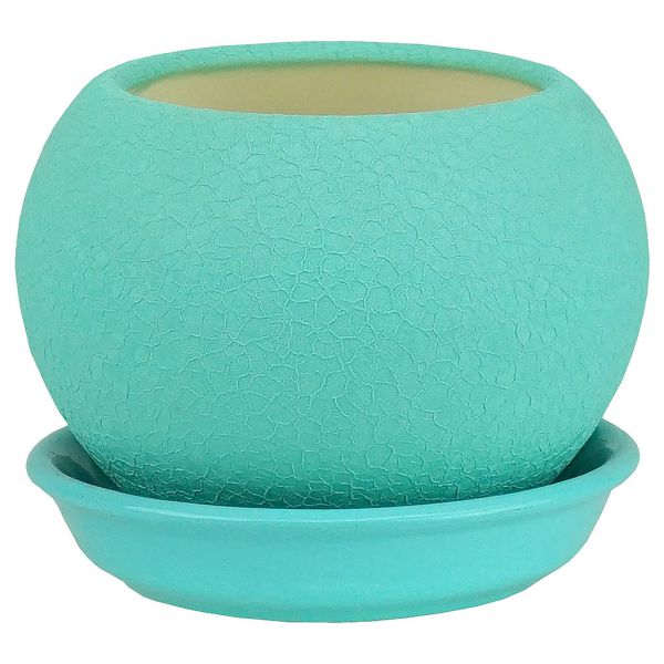 Горшок для цветов керамический "Шелк" 0,4л, форма шар, цвет в ассортименте