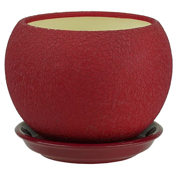 Горшок для цветов керамический "Шелк" 1,4л, форма шар, цвет в ассортименте