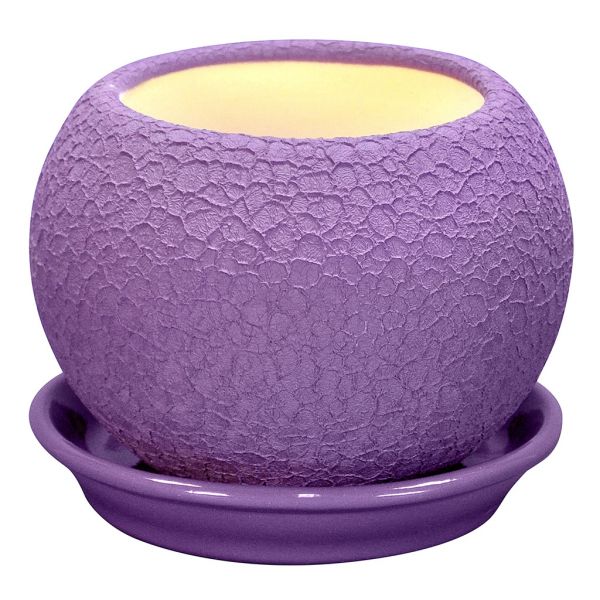 Горшок для цветов керамический "Шелк" 1,4л, форма шар, цвет в ассортименте