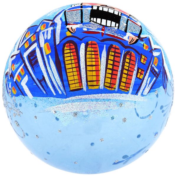 Елочная игрушка шар стеклянная "Город" д10см, руч. худ.роспись