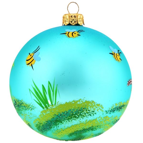 Елочная игрушка шар стеклянная "Вкусный мед" д10см, руч. худ.роспись