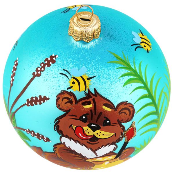 Елочная игрушка шар стеклянная "Вкусный мед" д10см, руч. худ.роспись