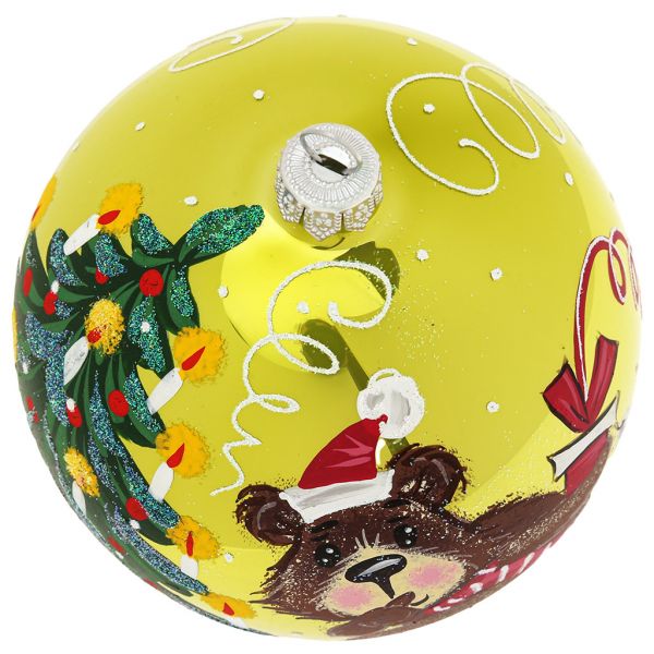 Елочная игрушка шар стеклянная "Тайный Санта" д10см, руч. худ.роспись