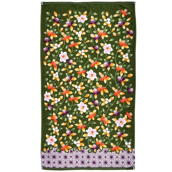 Полотенце махровое "Япония-2056" 50х90см, хлопок, Нарцисс, зеленый