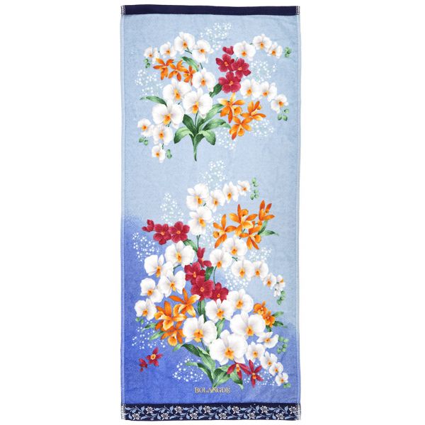 Полотенце махровое "Япония-2046" 34х78см, хлопок, Тюльпаны, голубой