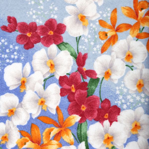 Полотенце махровое "Япония-2046" 34х78см, хлопок, Тюльпаны, голубой