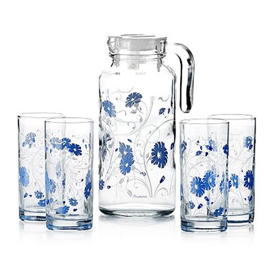 Набор для воды стеклянный "Serenade Blue" 5пр: кувшин 1,3л, стакан 290мл-4шт.