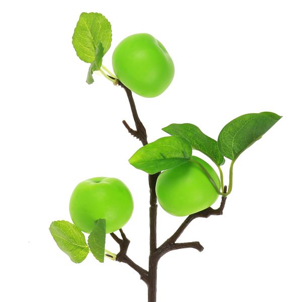 Декоративная ветка "Яблоки зеленые" 37см 3 плода 4х4,5см