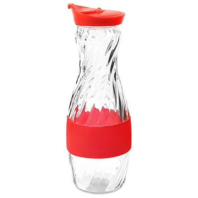Бутылка стеклянная "Виражи" 0,9л с шир.горл, пл.кр-дозатор, цв.микс