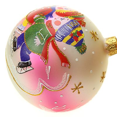 Елочная игрушка шар стеклянная "Детство" д8,5см, руч. худ.роспись