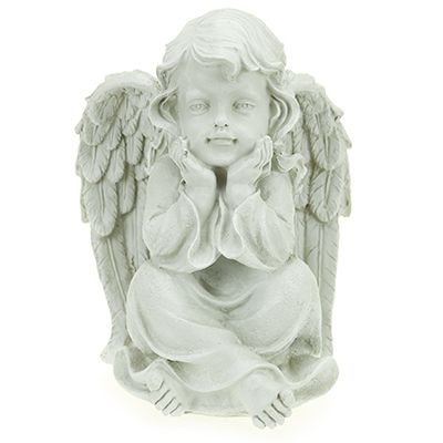 Скульптура-фигура для сада из полистоуна "Ангел мечтательный" 26х30см
