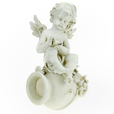 Скульптура-фигура для сада из полистоуна "Ангел на кувшине" 22х32см