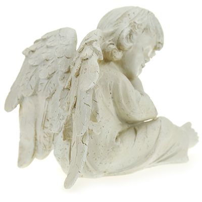 Скульптура-фигура для сада из полистоуна "Ангел спящий на коленке" 24х20см