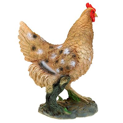 Скульптура-фигура для сада из полистоуна "Курица на камушке" 30х33см