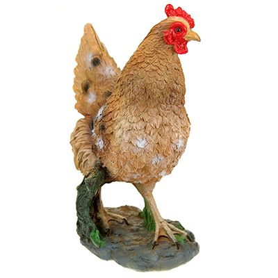Скульптура-фигура для сада из полистоуна "Курица на камушке" 30х33см