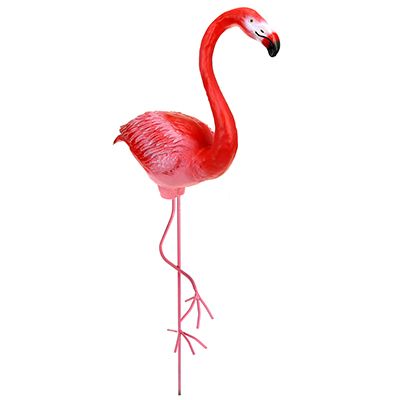 Скульптура-фигура для сада из полистоуна "Фламинго на железных ногах" 73х105см