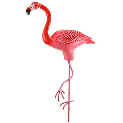 Скульптура-фигура для сада из полистоуна "Фламинго на железных ногах малый" 60х70см