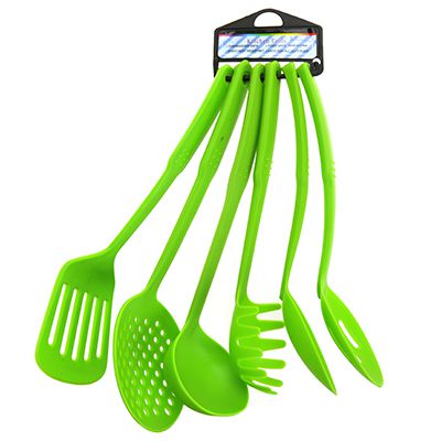 Кухонный набор 6 пр. для тефлон. посуды, пласт, зеленый