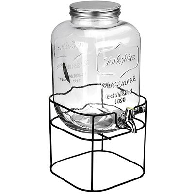 Диспенсер стеклянный с краном "Домашние напитки" 5 л, винтовая крышка, металлическая подставка