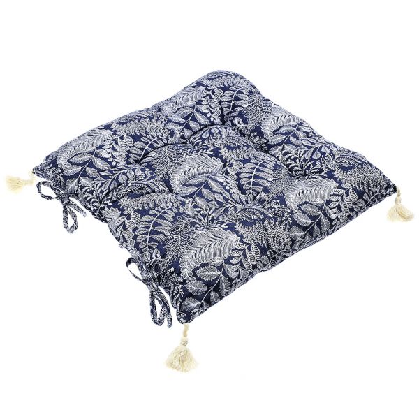 Подушка для стула 40х40х5см "Диво" с кисточками, синий
