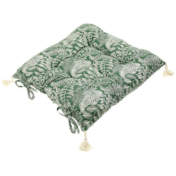 Подушка для стула 40х40х5см "Диво" с кисточками, зеленый