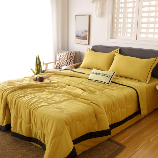 Комплект постельного белья Однотонный Сатин с Одеялом (простынь на резинке) FBR009